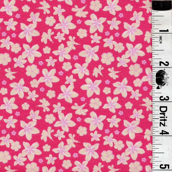 END OF BOLT 1032 My Fabric Addiction Hibiscus Hawaian Flowers Pink Background 100% cotton quilting fabric