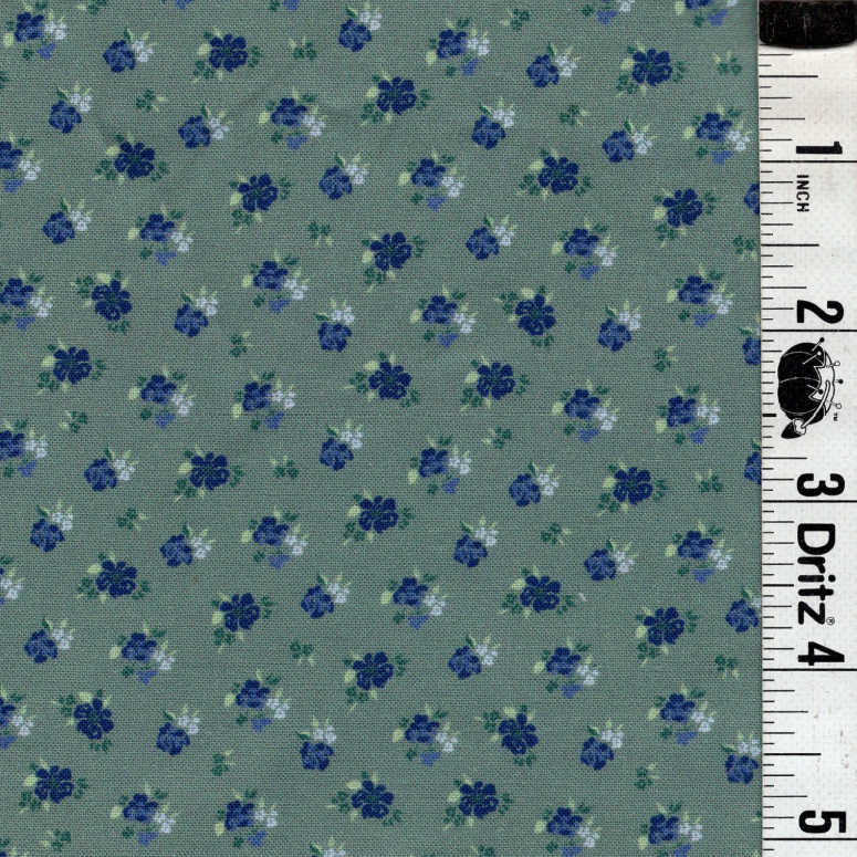 5-Yard Continuous Fabric Cuts Sage Green with Adorable Tiny Blue Florals – Endless Possibilities! (Copy)