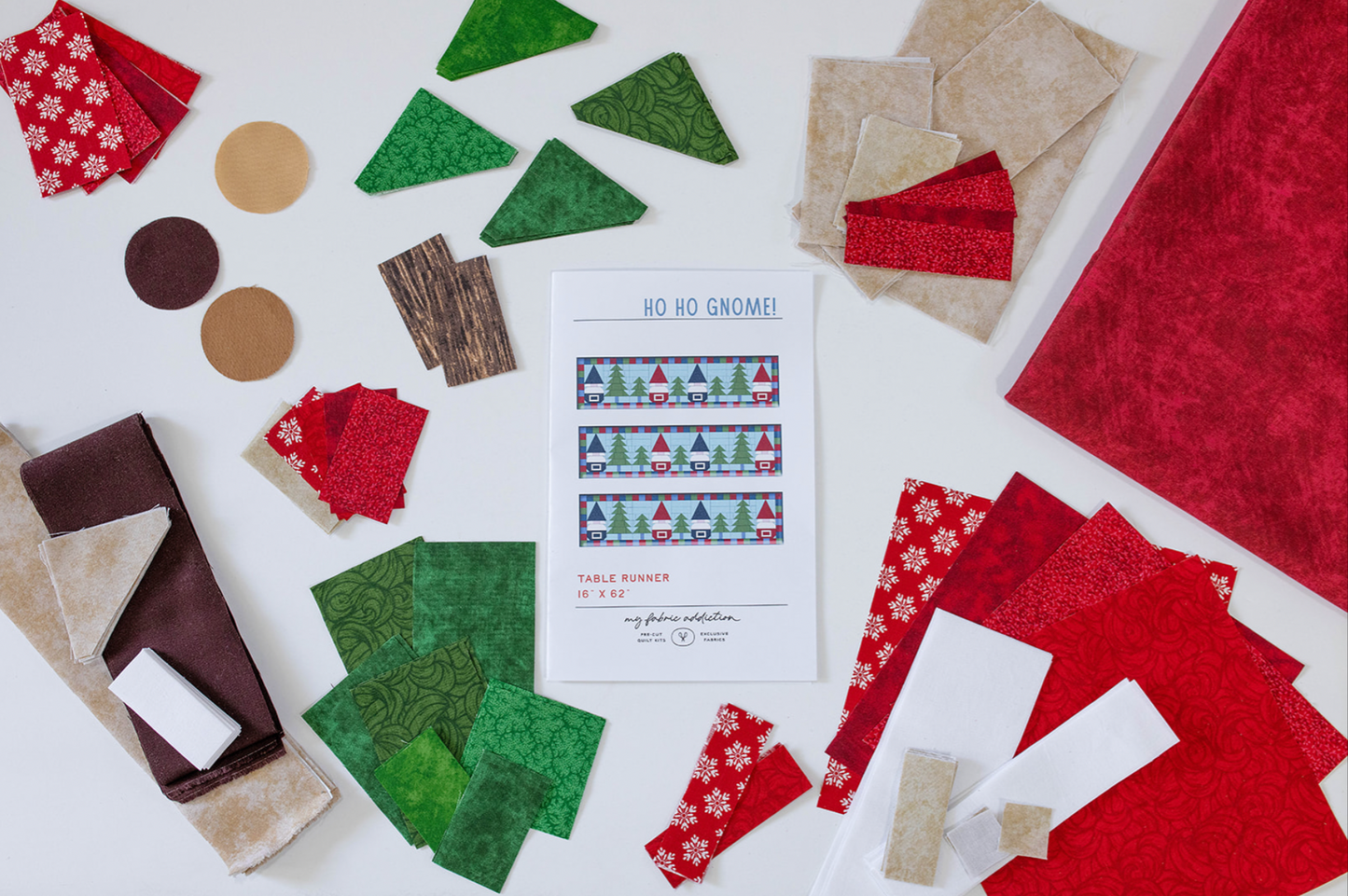 Ho Ho Woodsy Gnomes Table Runner Precut Quilt Kit (Includes Backing!)