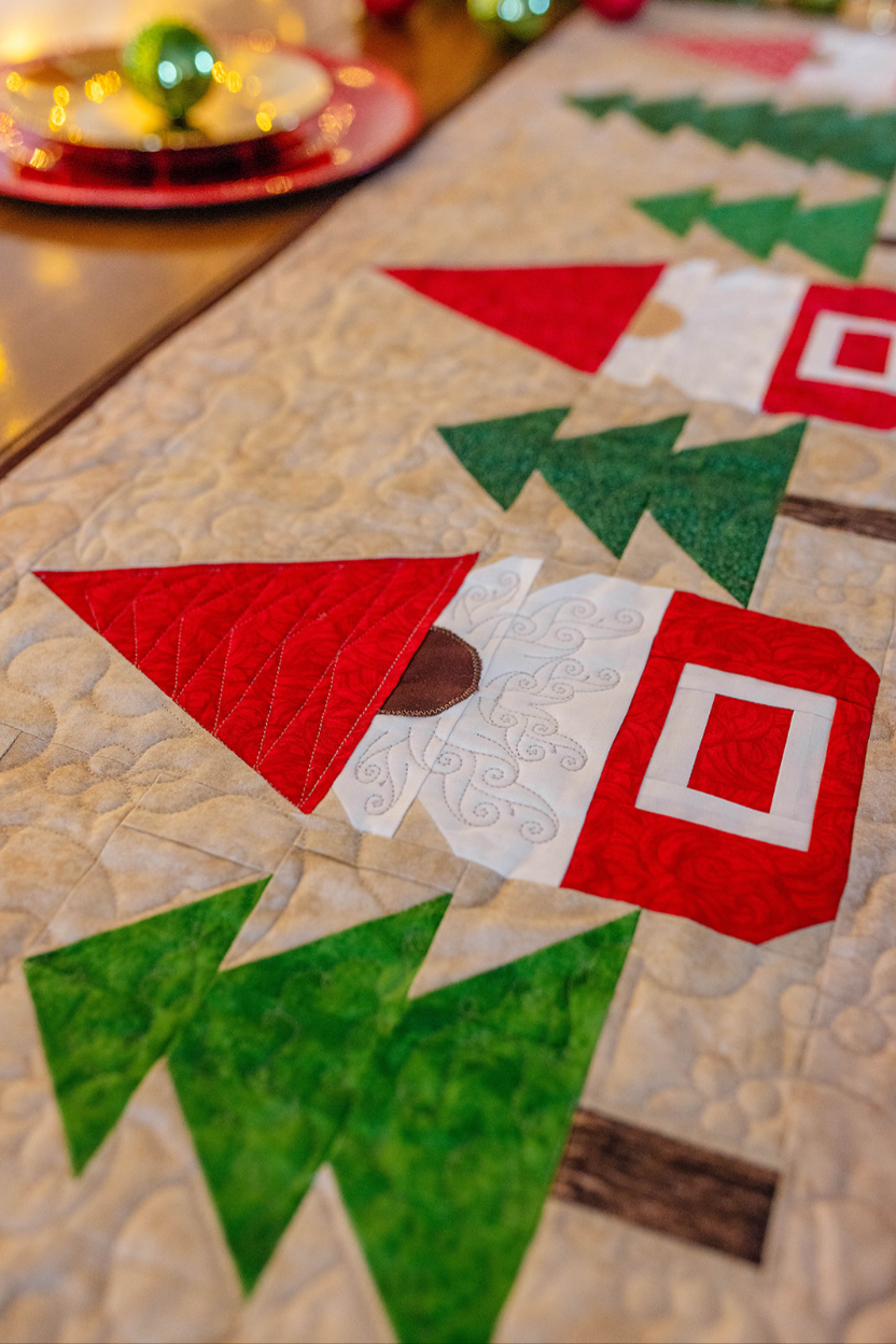 Ho Ho Woodsy Gnomes Table Runner Precut Quilt Kit (Includes Backing!)