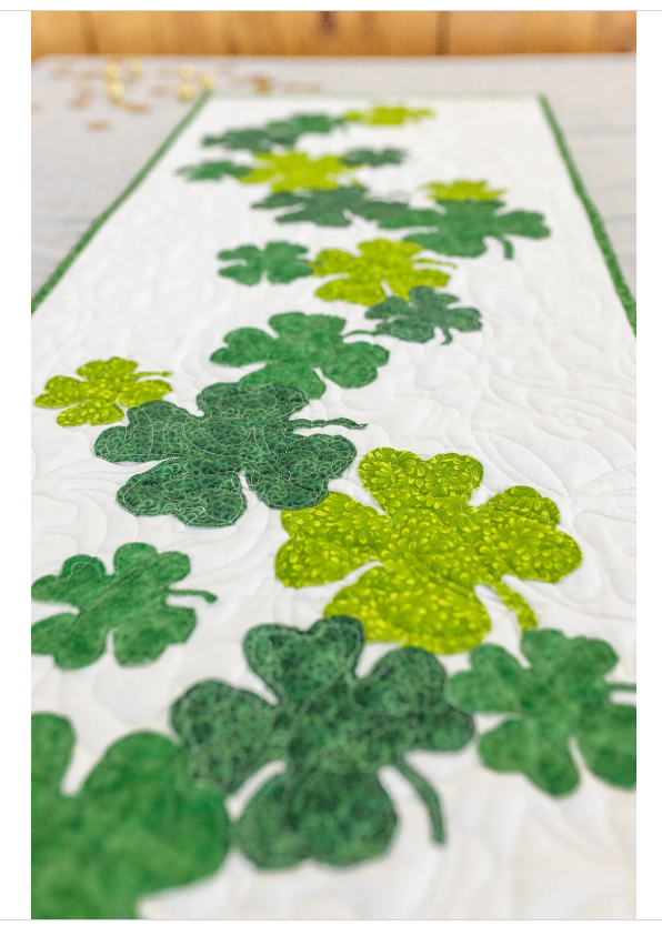 Sham-rockin St Patricks day 16 X 60 Table Runner Quilt Kit Fabric Pattern Binding Backing ALL PRE CUT shamrocks beginner