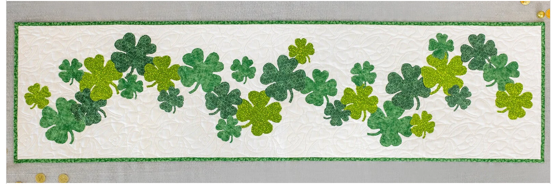 Sham-rockin St Patricks day 16 X 60 Table Runner Quilt Kit Fabric Pattern Binding Backing ALL PRE CUT shamrocks beginner
