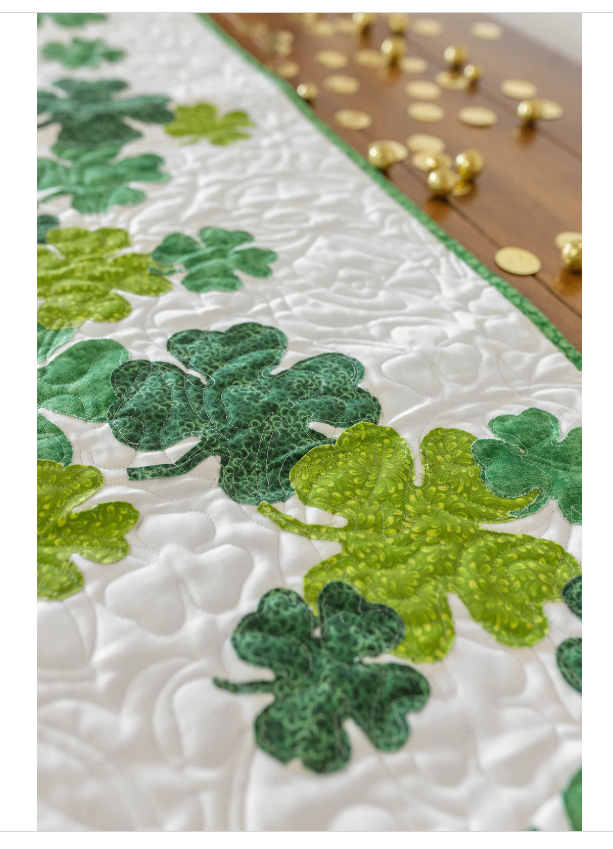 Sham-rockin St Patricks day 16 X 60 Table Runner Quilt Kit Fabric Pattern Binding Backing ALL PRE CUT shamrocks beginner
