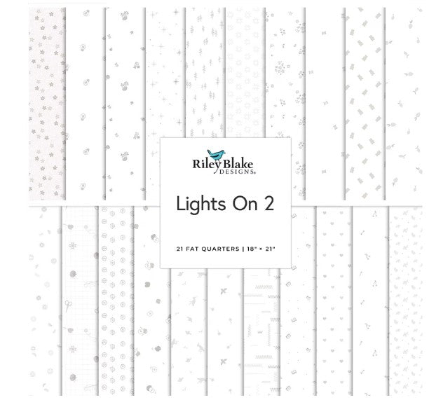 Riley Blake Designs Lights On 2 Fabric 10 Inch Stacker Riley Blake 10-15770-42 precut Stacker Layer 10 inch squares white on white basic