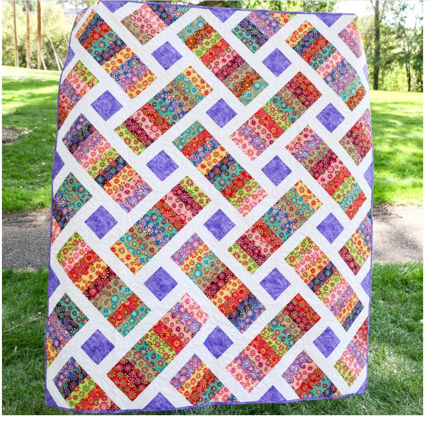 Crazy Daisy Quilt Kit Fabric Pattern and Binding and backing Included ALL PRE CUT Iris pattern Kitchen table quilts 59 X 69 Beginner