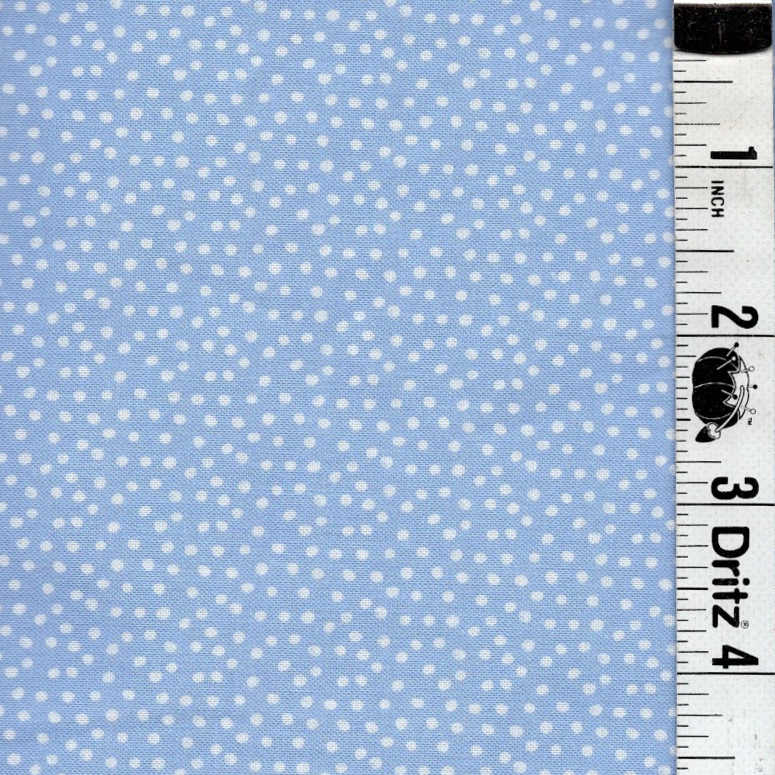 END OF BOLT 717 Sky Blue White Polka Dots Fabric background 100% cotton quilting fabric