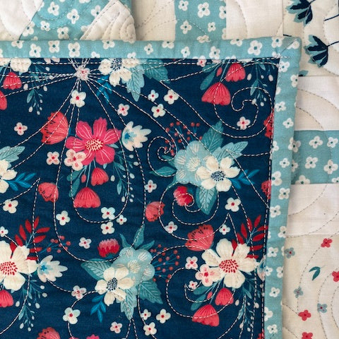 Navy Floral backing for Skylight quilt, 4 1/4 yards