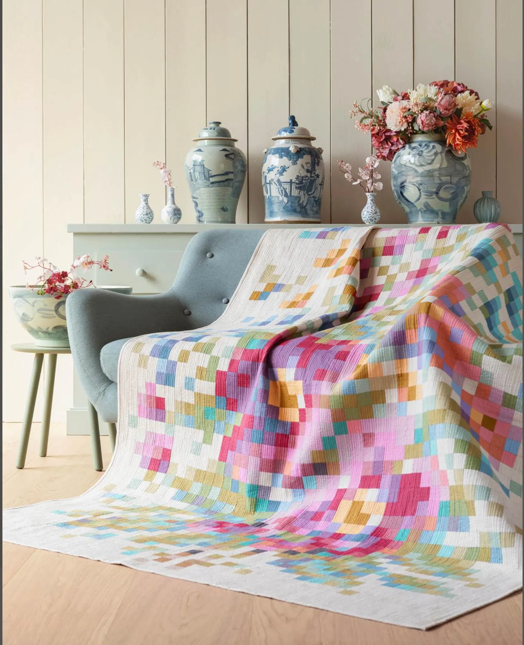 Tilda Flower Branch Precut Quilt Kit featuring Tilda Chambray PREORDER