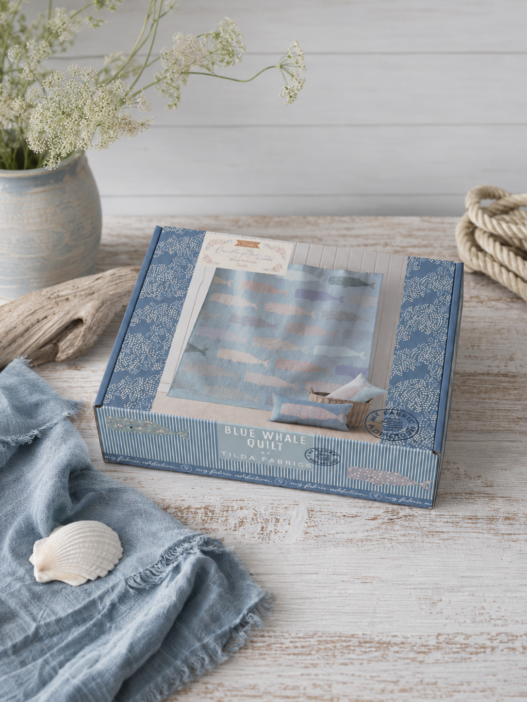 Tilda Blue Whale Sew-Ready Precut Quilt Kit 62" x 76"