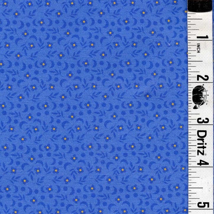 END OF BOLT 924 Shades of Blue Flowers with Yellow Centers on Blue Background 100% cotton quilting fabric