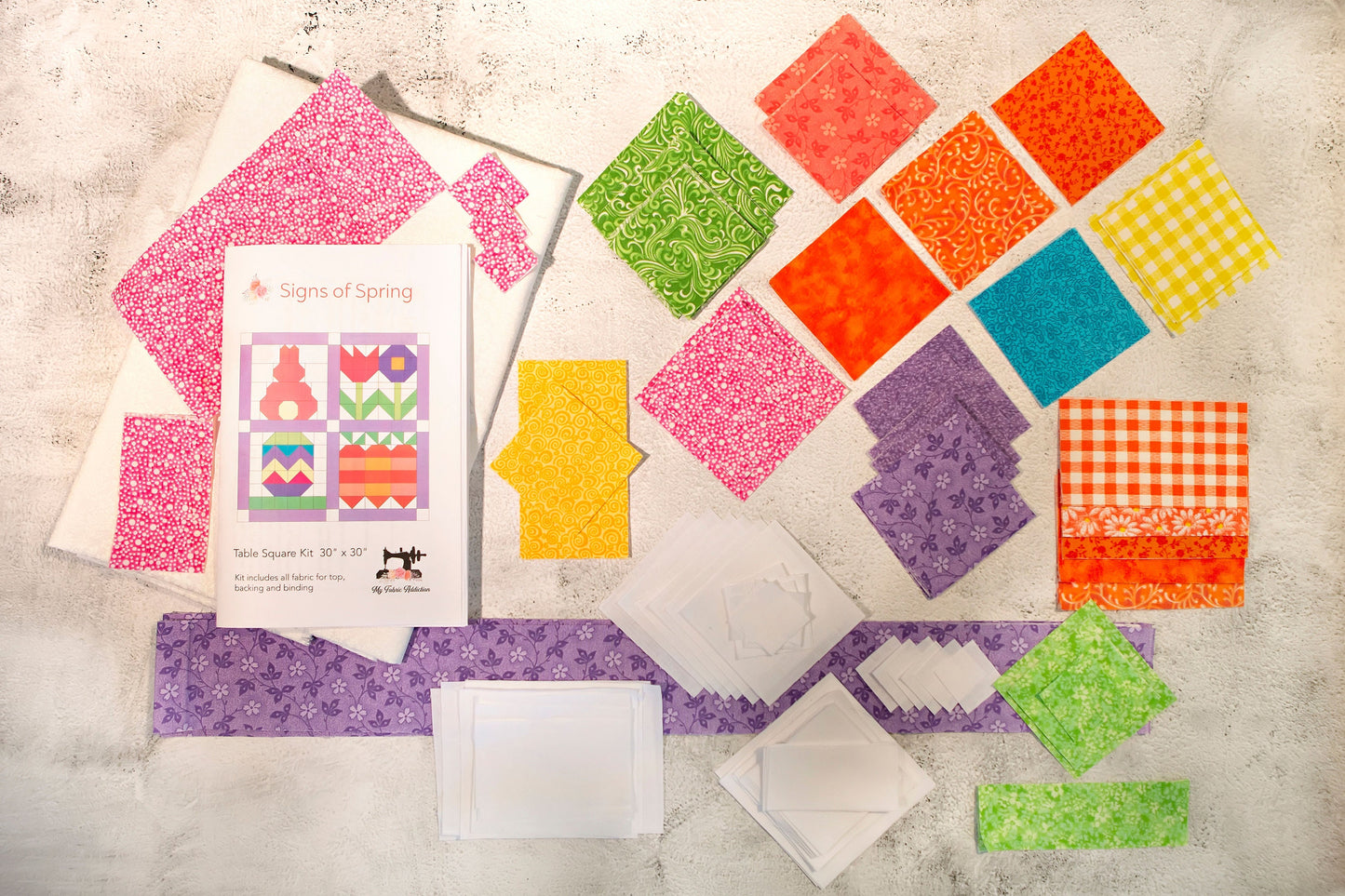 Signs of Spring Easter Bunny Easter Egg Wall Hanging Table Square Kit Fabric Pattern Binding Backing ALL PRE CUT 30" X 30"