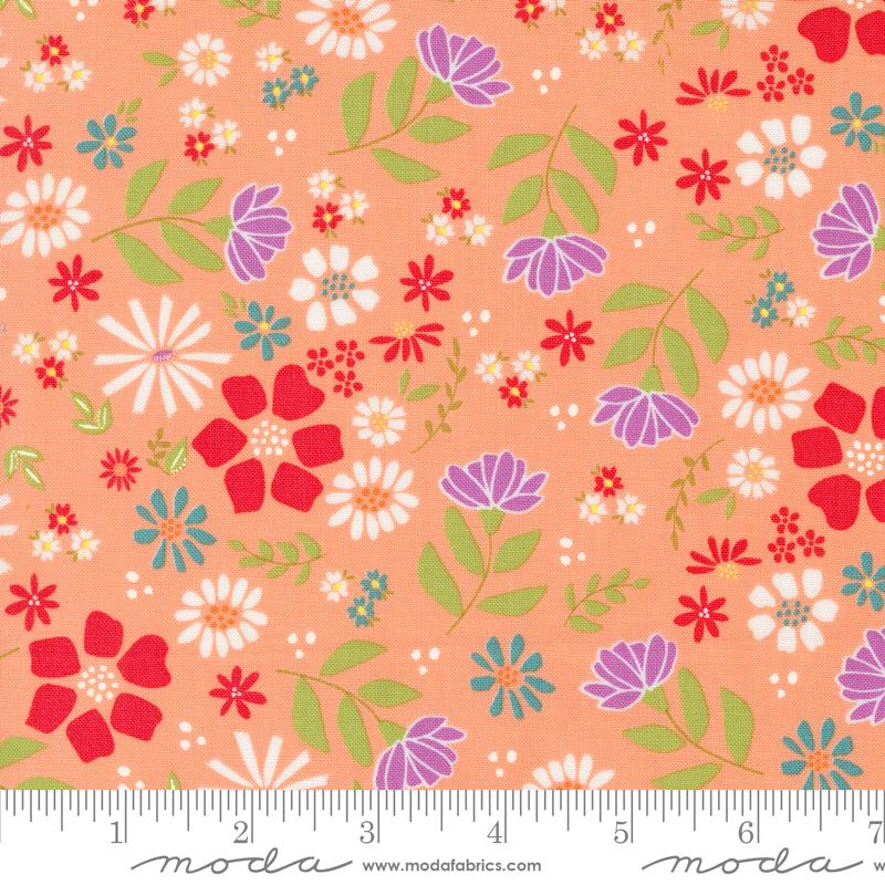 Laguna Sunrise Cantaloupe 37680 13 By Sherri and Chelsi for Moda Fabrics End of Bolt Remnant 2 yards 12 inches, 100 percent cotton fabric