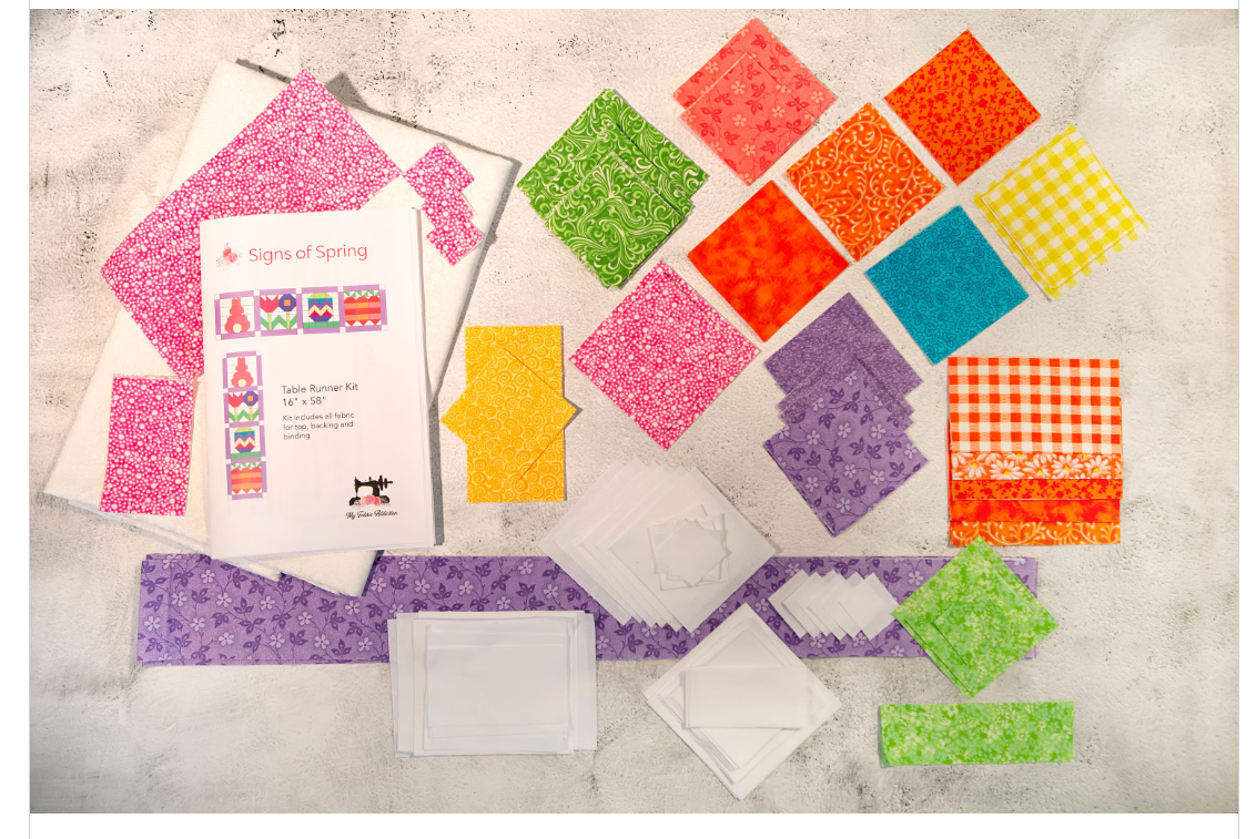 Signs of Spring Easter Bunny Easter Egg Table Runner Quilt Kit Fabric Pattern Binding Backing ALL PRE CUT 16" X 60"