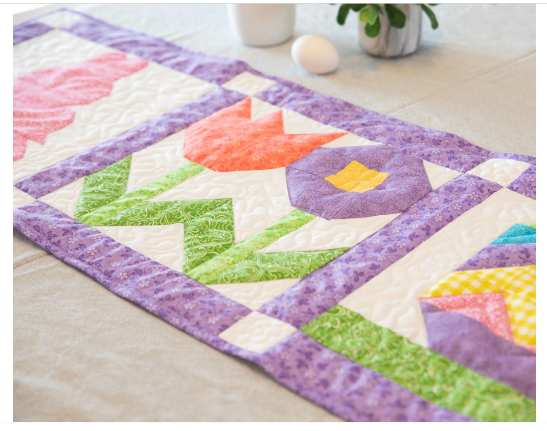 Signs of Spring Easter Bunny Easter Egg Table Runner Quilt Kit Fabric Pattern Binding Backing ALL PRE CUT 16" X 60"