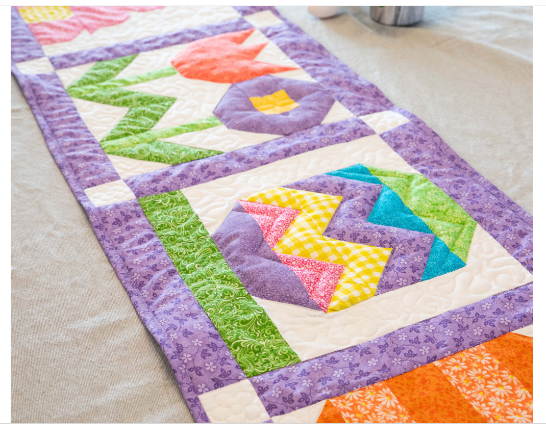 Signs of Spring Easter Bunny Easter Egg Table Runner Quilt Kit Fabric Pattern Binding Backing ALL PRE CUT 16" X 60"