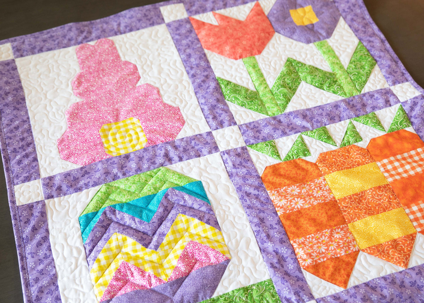 Signs of Spring Easter Bunny Easter Egg Wall Hanging Table Square Kit Fabric Pattern Binding Backing ALL PRE CUT 30" X 30"