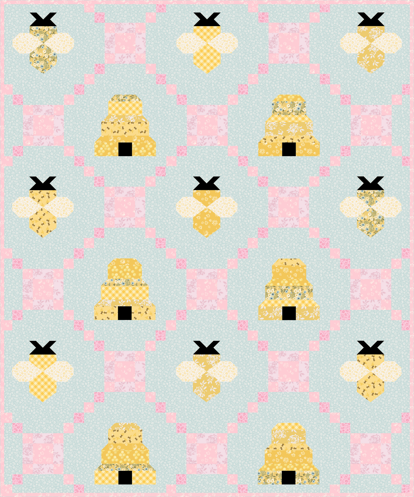 Honeycomb Bliss Pre Cut Quilt Kit Featruing New Sunny Bee Fabric