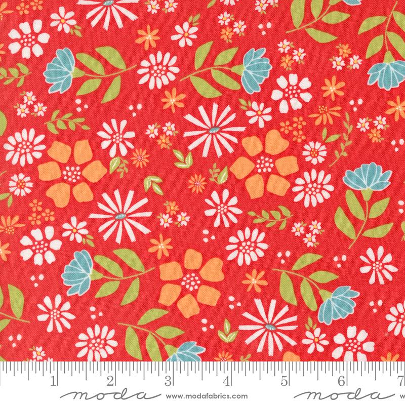 Laguna Sunrise Geranium 37680 16 By Sherri and Chelsi for Moda Fabrics End of Bolt Remnant 2 yards 15 inches 100 percent cotton fabric
