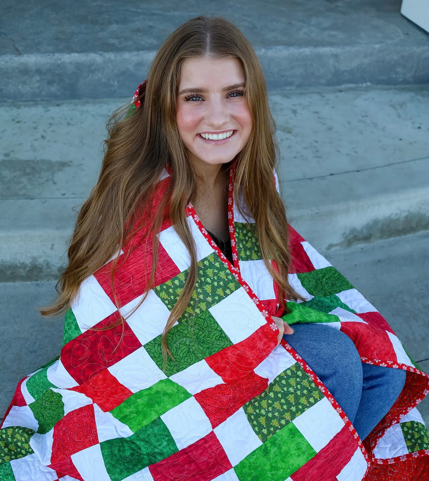 Brick Merry Christmas Quilt Kit Fabric Pattern and Binding and backing Included ALL PRE CUT easy beginner