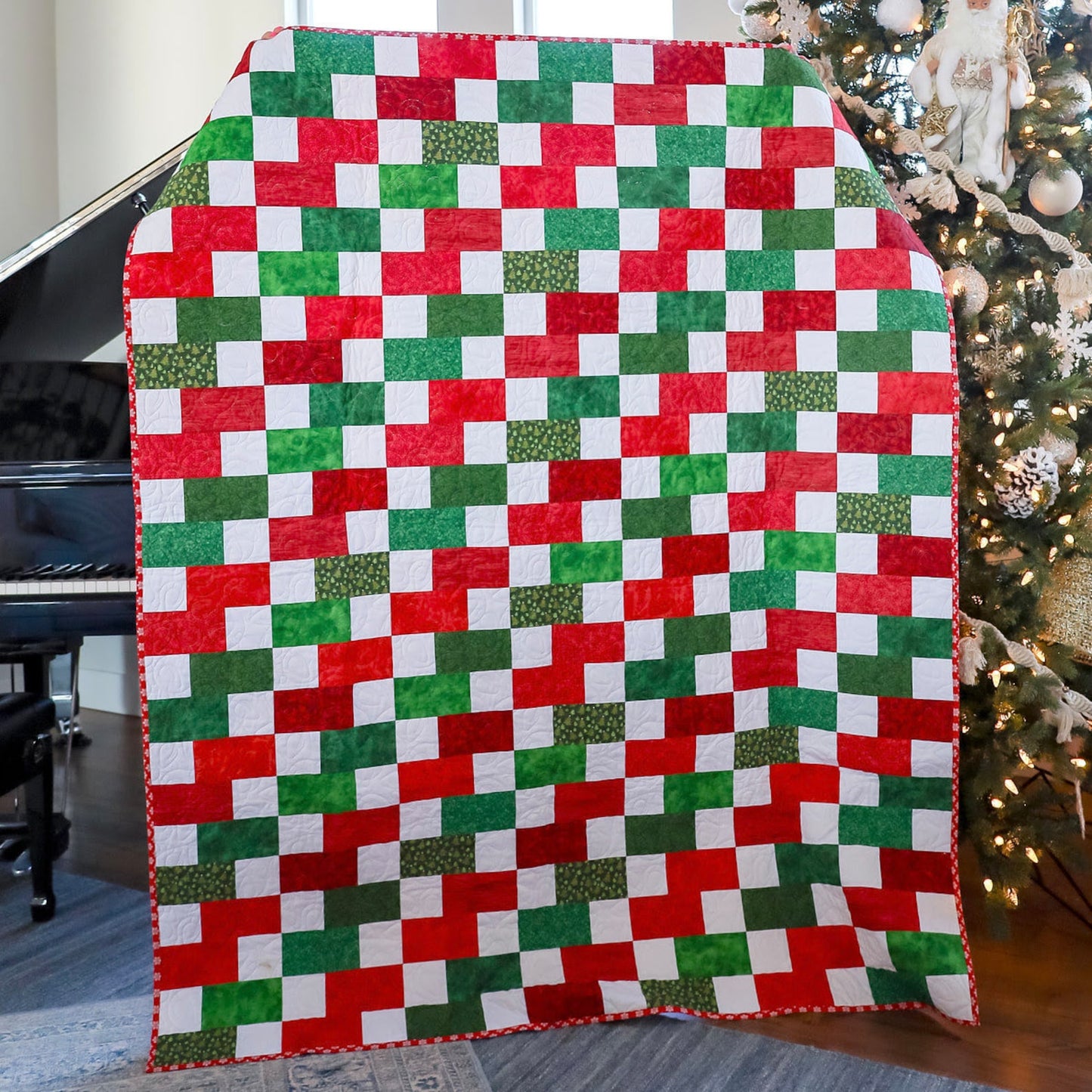 Brick Merry Christmas Quilt Kit Fabric Pattern and Binding and backing Included ALL PRE CUT easy beginner