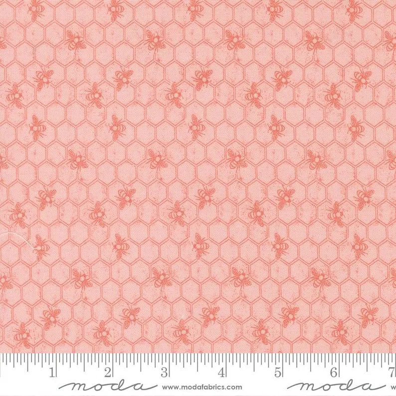 END OF BOLT 1007 Wild Honey Lella Boutique Moda 5253 12 Carnation Background 100% cotton quilting fabric