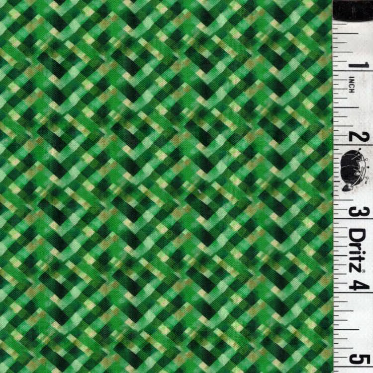 ENDOFBOLT87 Lucky Plaid Green background basic 100% cotton quilting fabric