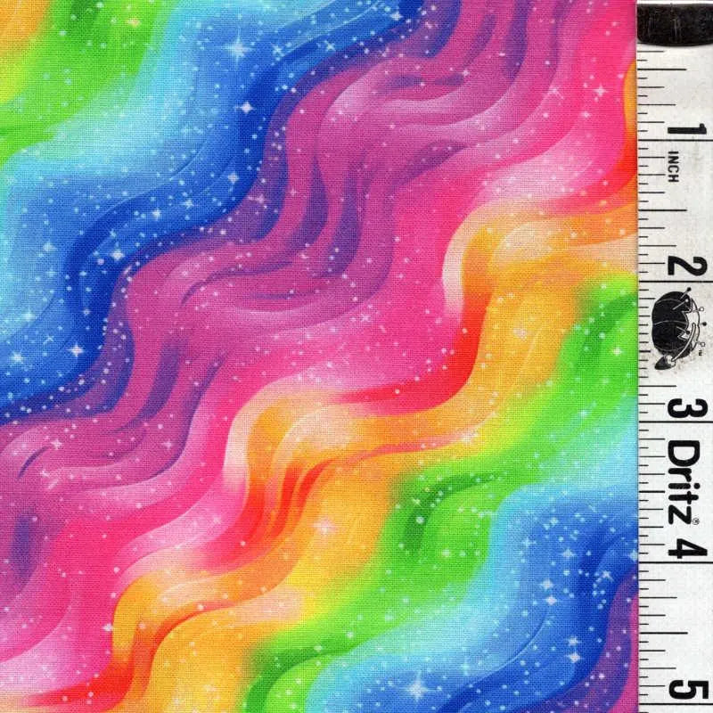 Multi Colored Waves background END OF BOLT 3 yard 16 inch remnant Basic 100% cotton quilting fabric
