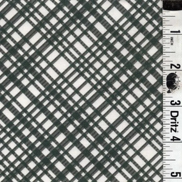 ENDOFBOLT93 Cute Diagonal Sage green with wihte background basic 100% cotton quilting fabric