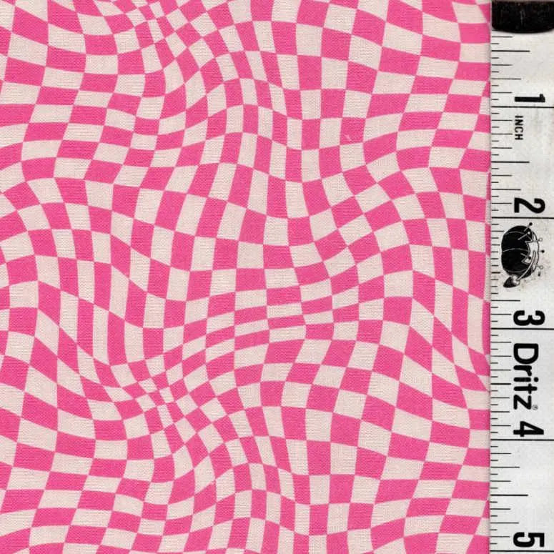 ENDOFBOLT88 Disco Checks hot pink on white background Basic 100% cotton quilting fabric