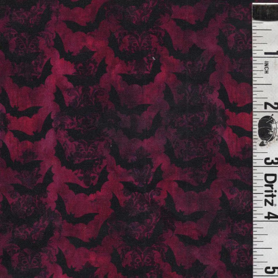 Cute Black Bats on Magenta background END OF BOLT 2 yard 16 inch remnant Basic 100% cotton quilting fabric