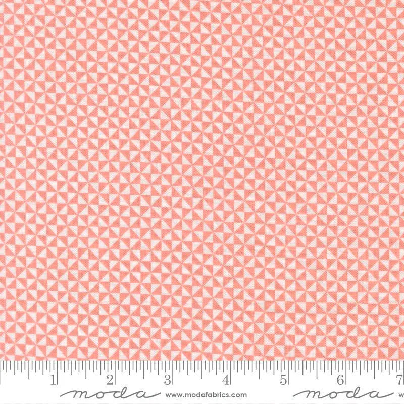 END OF BOLT 230 Moda Coral and White Triangle background 100% cotton quilting fabric
