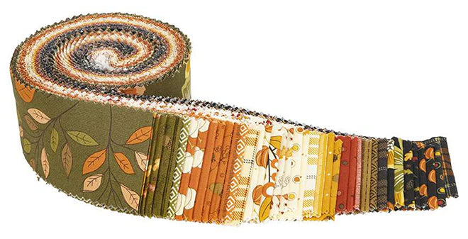 Awe of Autumn Rolie Polie 40 piece 2.5-inch Strips Jelly Roll Riley Blake Designs RP-16190-40 quilt fabric by Sandy Gervais