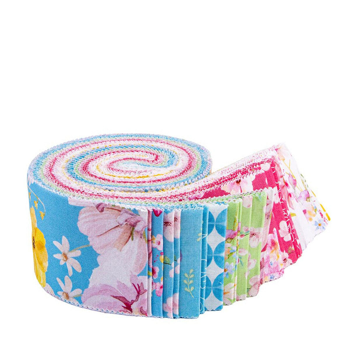 Riley Blake Painted Petals 40 piece 2.5-inch Strips Jelly Roll RP-17590-40 by Lila Tueller