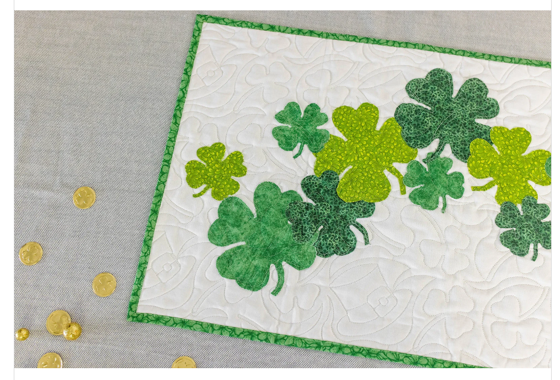 Sham-rockin St Patricks day 16 X 60 Table Runner Quilt Kit Fabric Pattern Binding Backing ALL PRE CUT shamrocks beginner