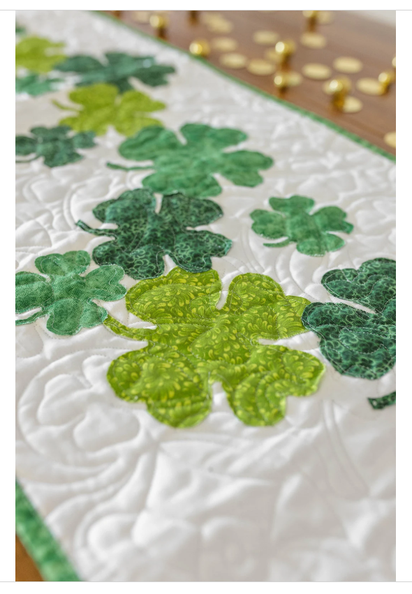 Sham-rockin St Patricks day 16 X 60 Table Runner Quilt Kit Fabric Pattern Binding Backing ALL PRE CUT shamrocks beginner