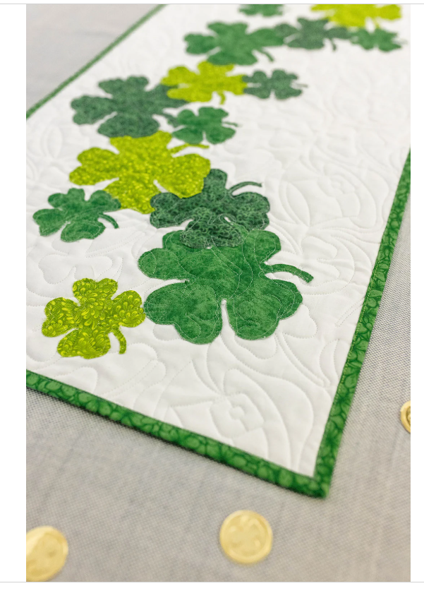 Sham-rockin St Patricks day 16 X 60 Table Runner Quilt Kit Fabric Pattern Binding Backing ALL PRE CUT shamrocks beginner