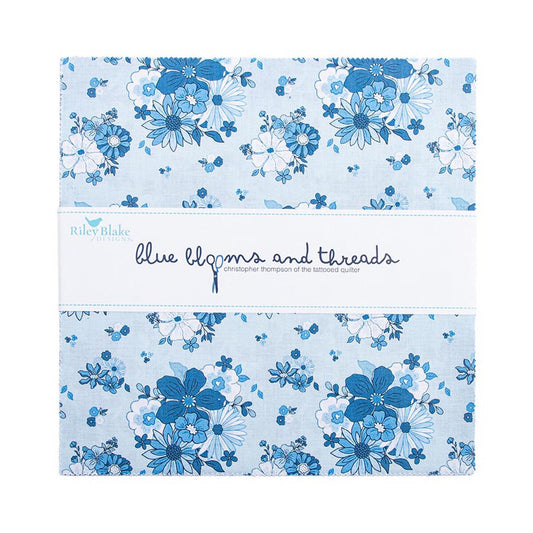 Riley Blake Designs Blue Blooms and Threads 10 inch Stacker 10-17120-42 by Christopher Thompson
