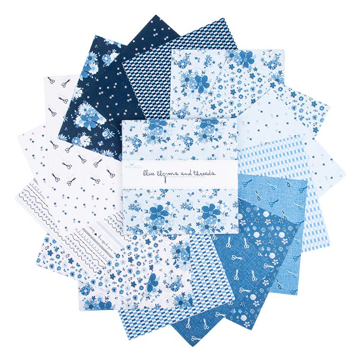 Riley Blake Designs Blue Blooms and Threads 10 inch Stacker 10-17120-42 by Christopher Thompson