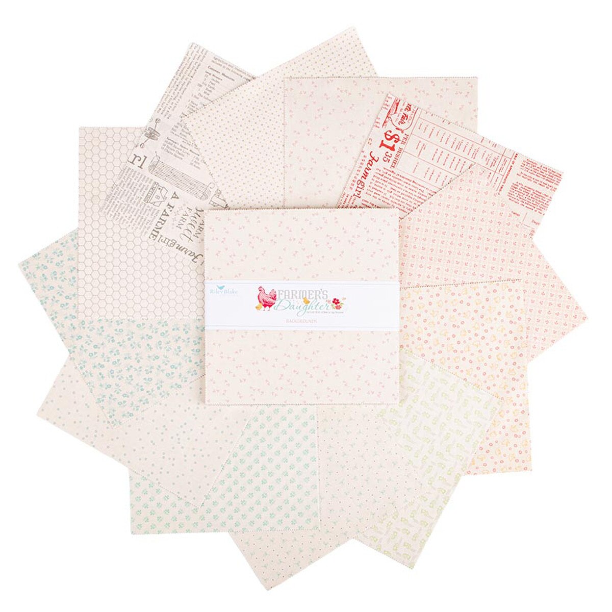 Riley Blake Designs Farmer's Daughter Backgrounds  10 inch Stacker SKU 10-17160B-42 Farmer's Daughter  precut 10 Inch Stacker by Lori Holt