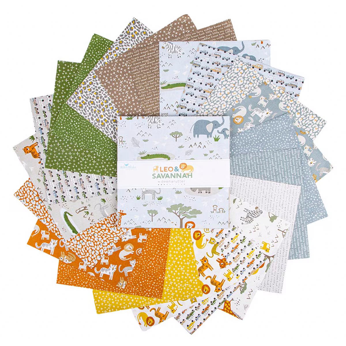 Riley Blake Designs 10-17540-42 Leo & Savannah precut 10 Inch Stacker by Deena Rutter