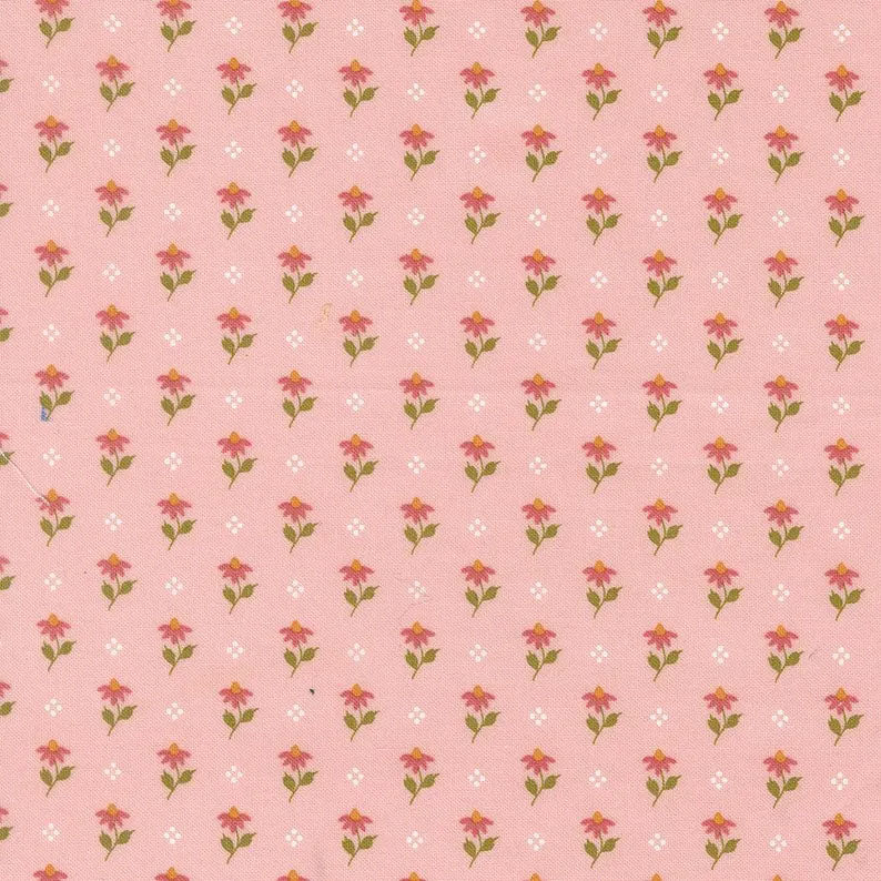 END OF BOLT 1009 Wild Honey Bumbling Posies Carnation 5252 12 by Lella Boutique Background 100% cotton quilting fabric