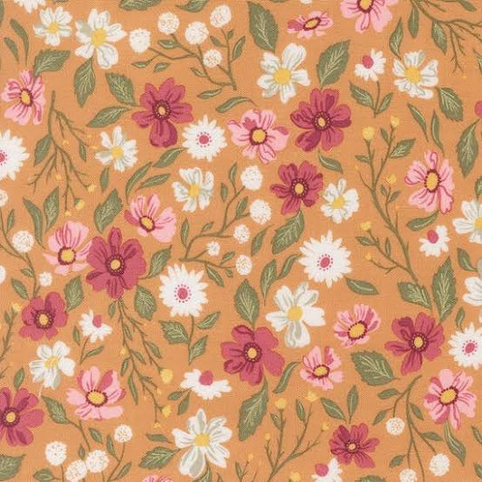 END OF BOLT 1015 Wild Honey Honey Yellow Floral 5250 16 Moda by Lella Boutique Background 100% cotton quilting fabric