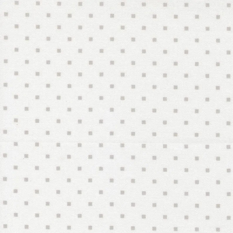 END OF BOLT 1097 A Cat Named Stitch Cosmo Square Dots Cream Grey 55345 25 by Camille Roskelley Moda background 100% cotton quilting fabric