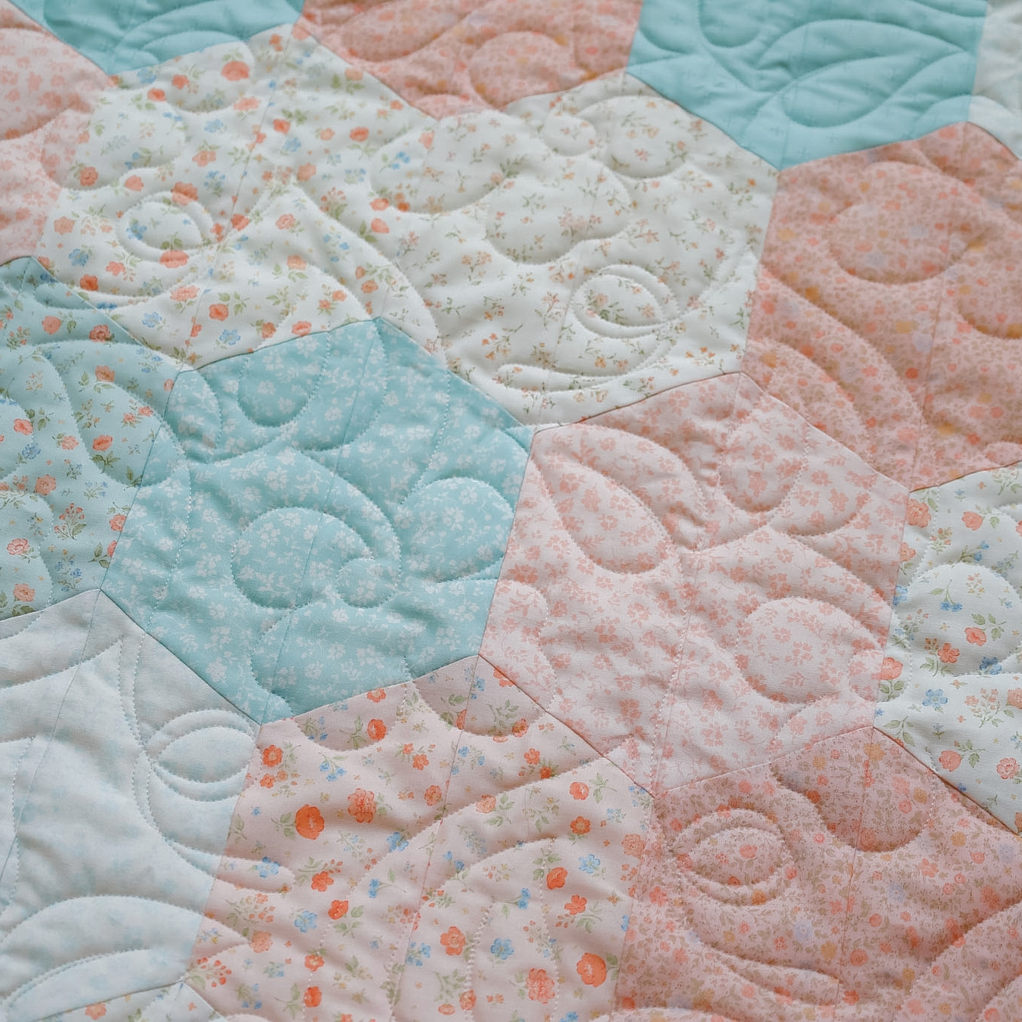 French Countryside Pre-Cut Quilt Kit  Featuring our new Cottage Florals fabric- Hexigons Made Easy