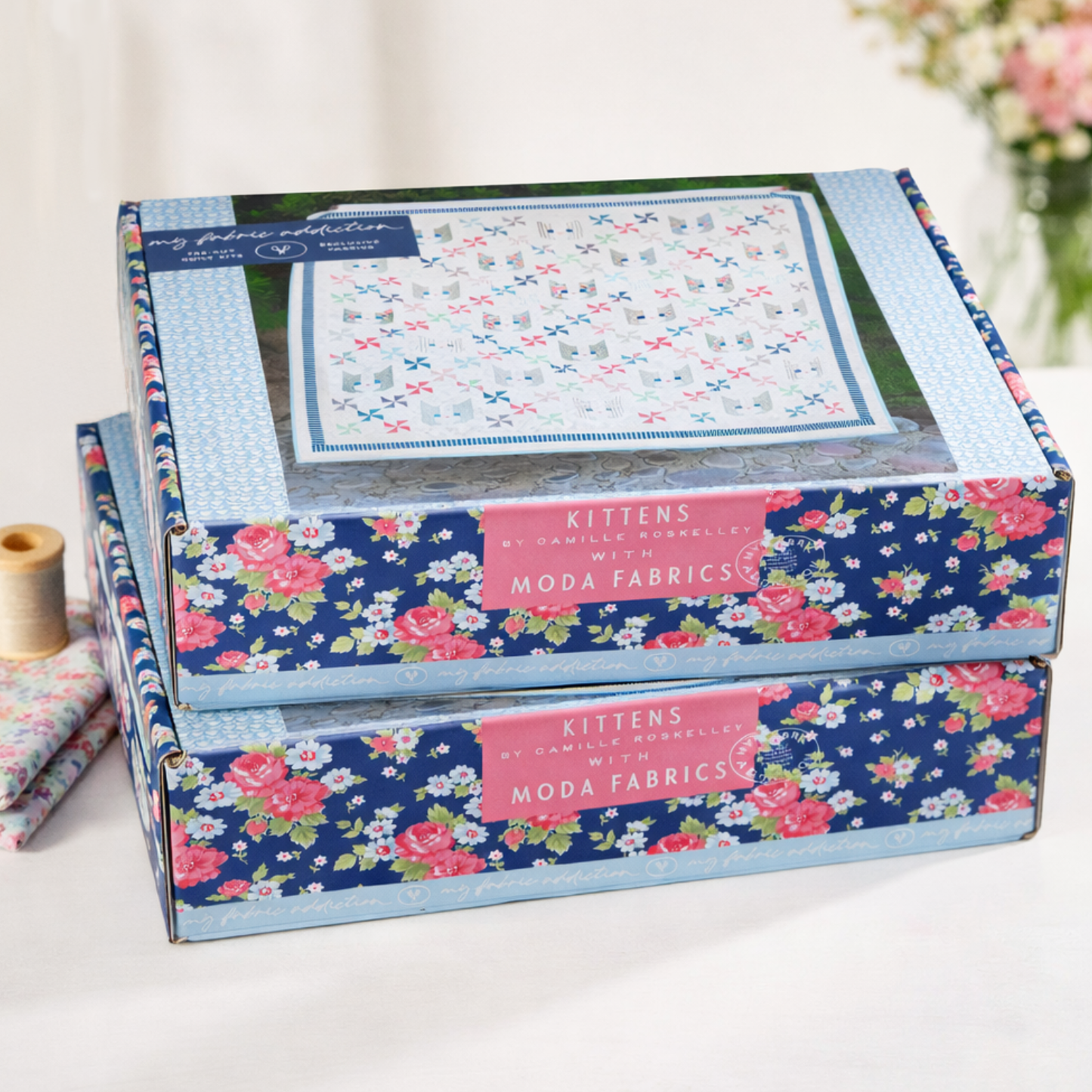Kittens by Thimble Blossoms Sew-Ready Quilt Kit Featuring Adorable A Cat Named Stitch Moda Fabrics 74" X 74"