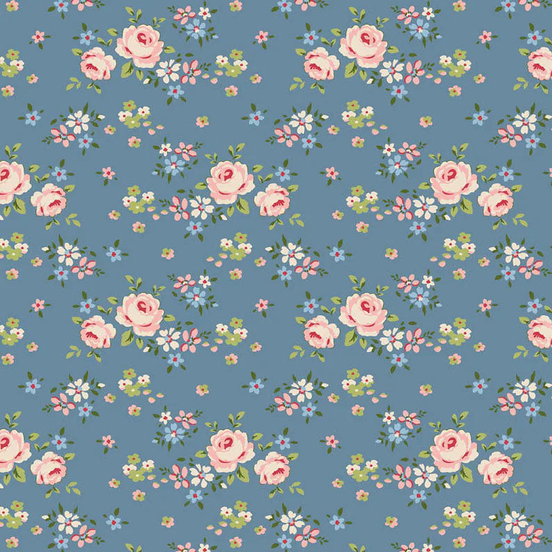 END OF BOLT 1159 Fabric tilda creating memories Gracie Blue 130129 background 100% cotton quilting fabric
