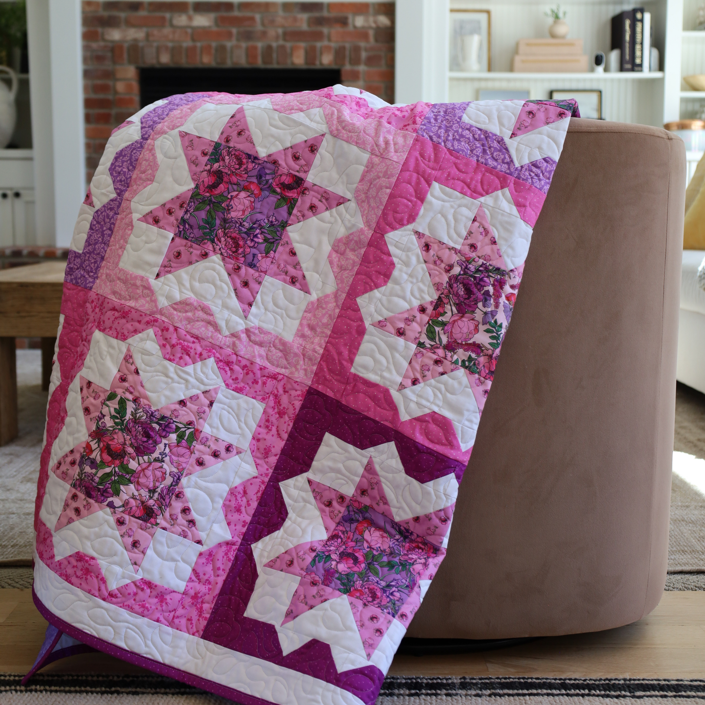 Granny Squares Pre-Cut Quilt Kit – Dreamy Florals in Bloom!  60" X 74"
