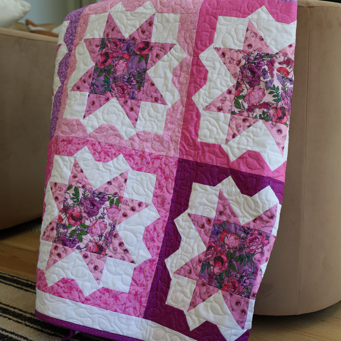 Granny Squares Pre-Cut Quilt Kit – Dreamy Florals in Bloom!  60" X 74"