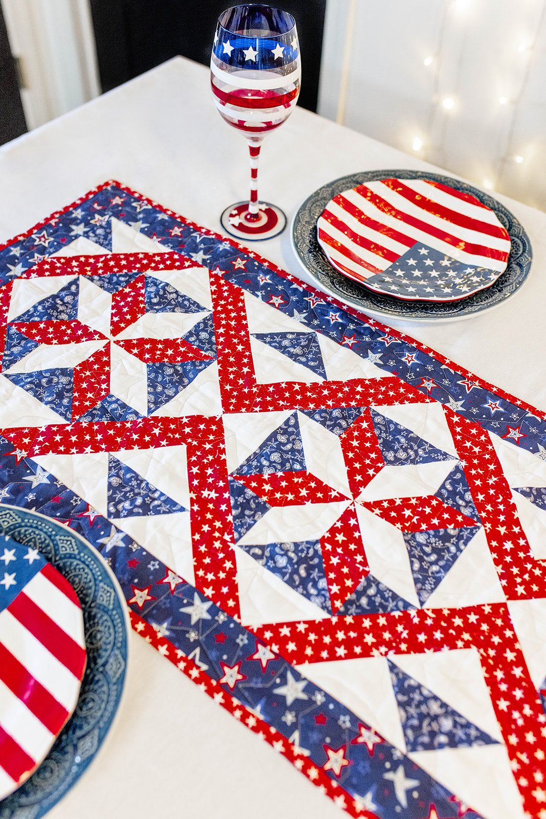 Sparklers Pre Cut Table Runner Kit Red, White and Blue