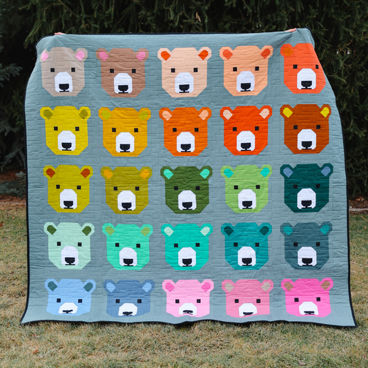 Bjorn Bear Precut Sew-Ready Quilt Kit Featuring Moda Bella Solids